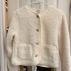 J. Crew Cream Sherpa Teddy Lady Jacket with Gold Buttons